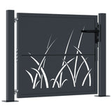 Garden Gate Anthracite 105x80 cm Steel Grass Design - Front View