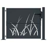 Garden Gate Anthracite 105x80 cm Steel Grass Design - Side View