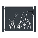Garden Gate Anthracite 105x105 cm Steel Grass Design - Side View
