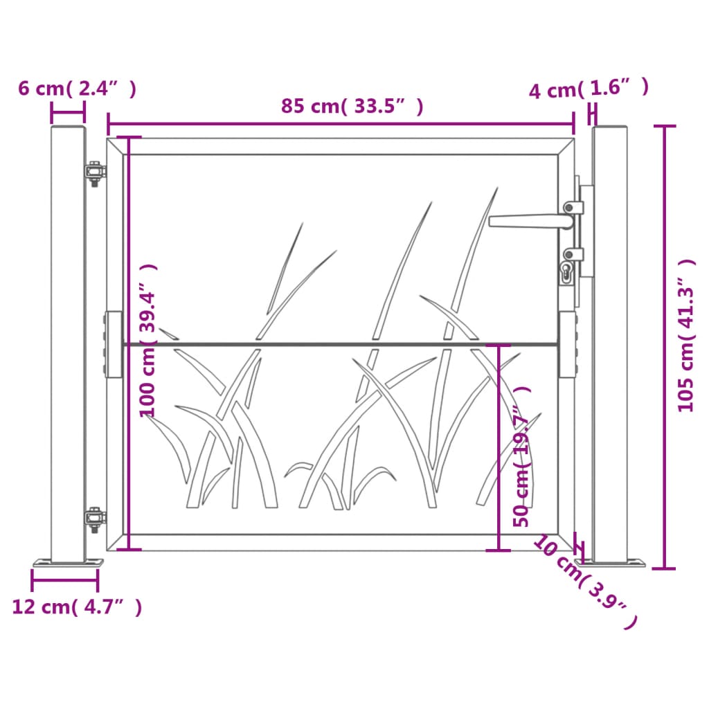Garden Gate Anthracite 100x100 cm Steel Grass Design