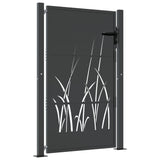 Garden Gate Anthracite 105x130 cm Steel Grass Design - Front View