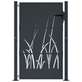 Garden Gate Anthracite 105x130 cm Steel Grass Design - Side View