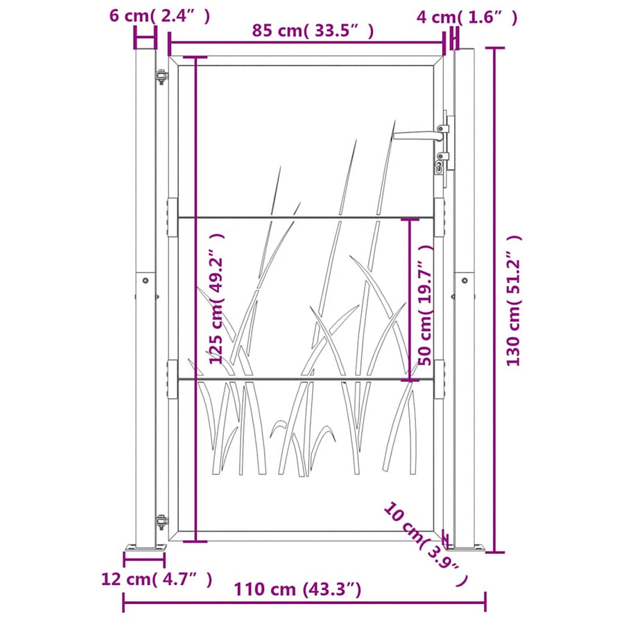 Garden Gate Anthracite 100x125 cm Steel Grass Design