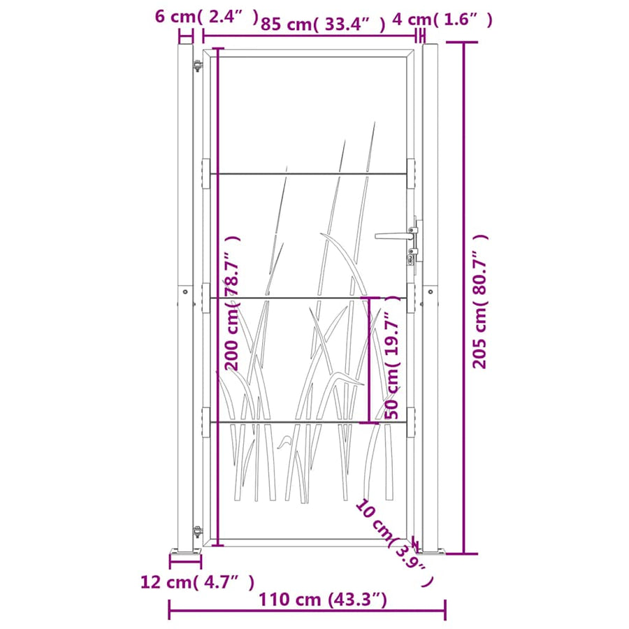 Garden Gate Anthracite 100x200 cm Steel Grass Design