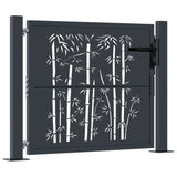 Garden Gate Anthracite 105x80 cm Steel Bamboo Design - Front View