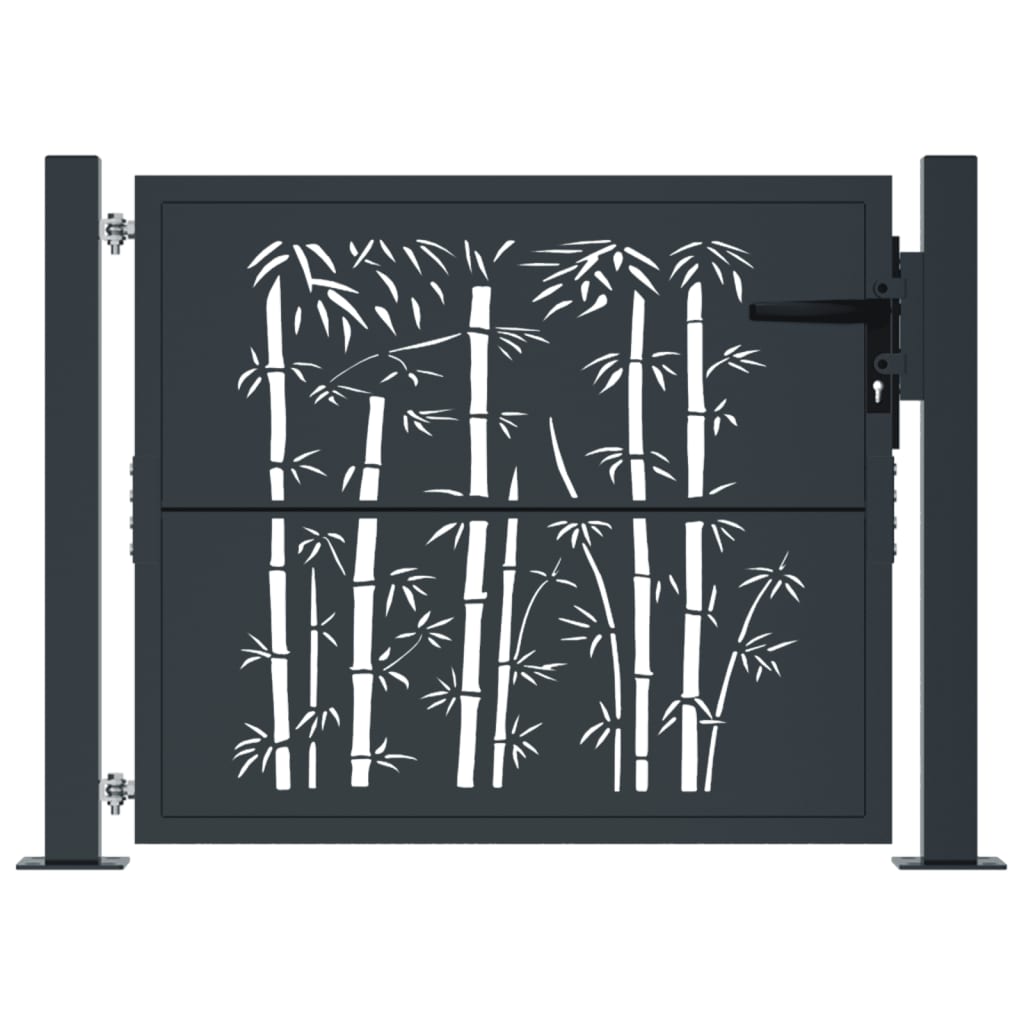 Garden Gate Anthracite 105x80 cm Steel Bamboo Design