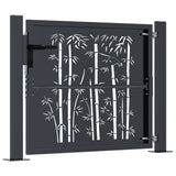 Garden Gate Anthracite 105x80 cm Steel Bamboo Design - Top-Down View