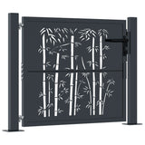 Garden Gate Anthracite 100x100 cm Steel Bamboo Design