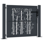 Garden Gate Anthracite 100x100 cm Steel Bamboo Design