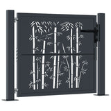 Garden Gate Anthracite 105x105 cm Steel Bamboo Design - Front View