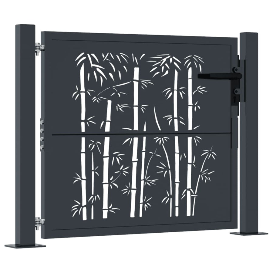 Garden Gate Anthracite 100x100 cm Steel Bamboo Design
