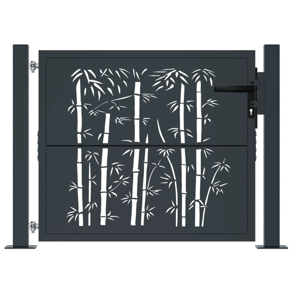 Garden Gate Anthracite 100x100 cm Steel Bamboo Design