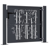 Garden Gate Anthracite 100x100 cm Steel Bamboo Design