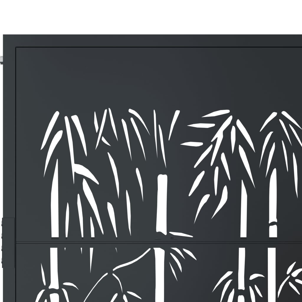 Garden Gate Anthracite 100x100 cm Steel Bamboo Design