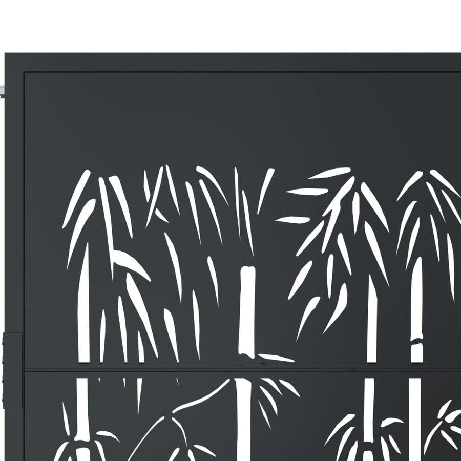 Garden Gate Anthracite 100x100 cm Steel Bamboo Design