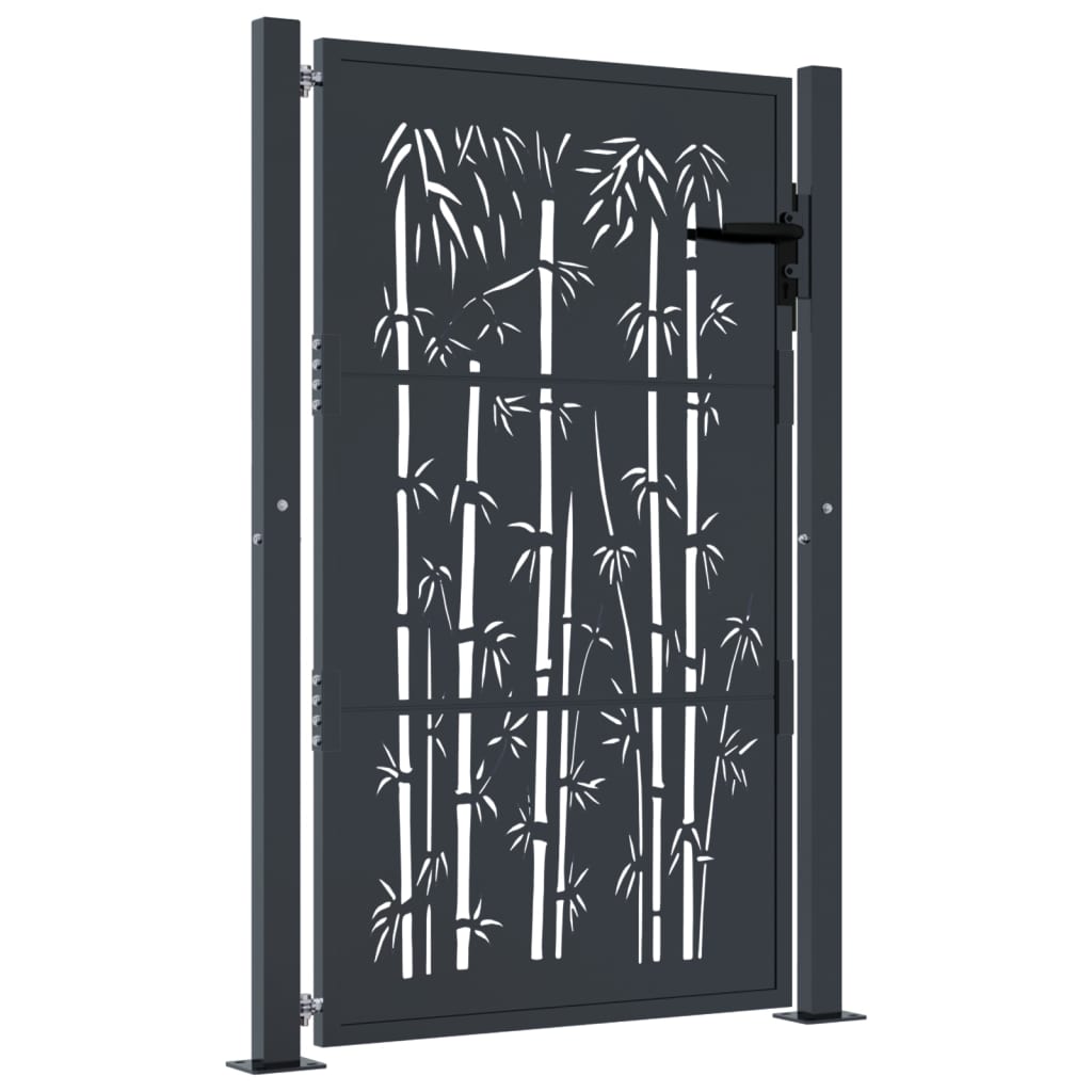 Garden Gate Anthracite 105x130 cm Steel Bamboo Design