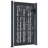 Garden Gate Anthracite 105x130 cm Steel Bamboo Design - Front View