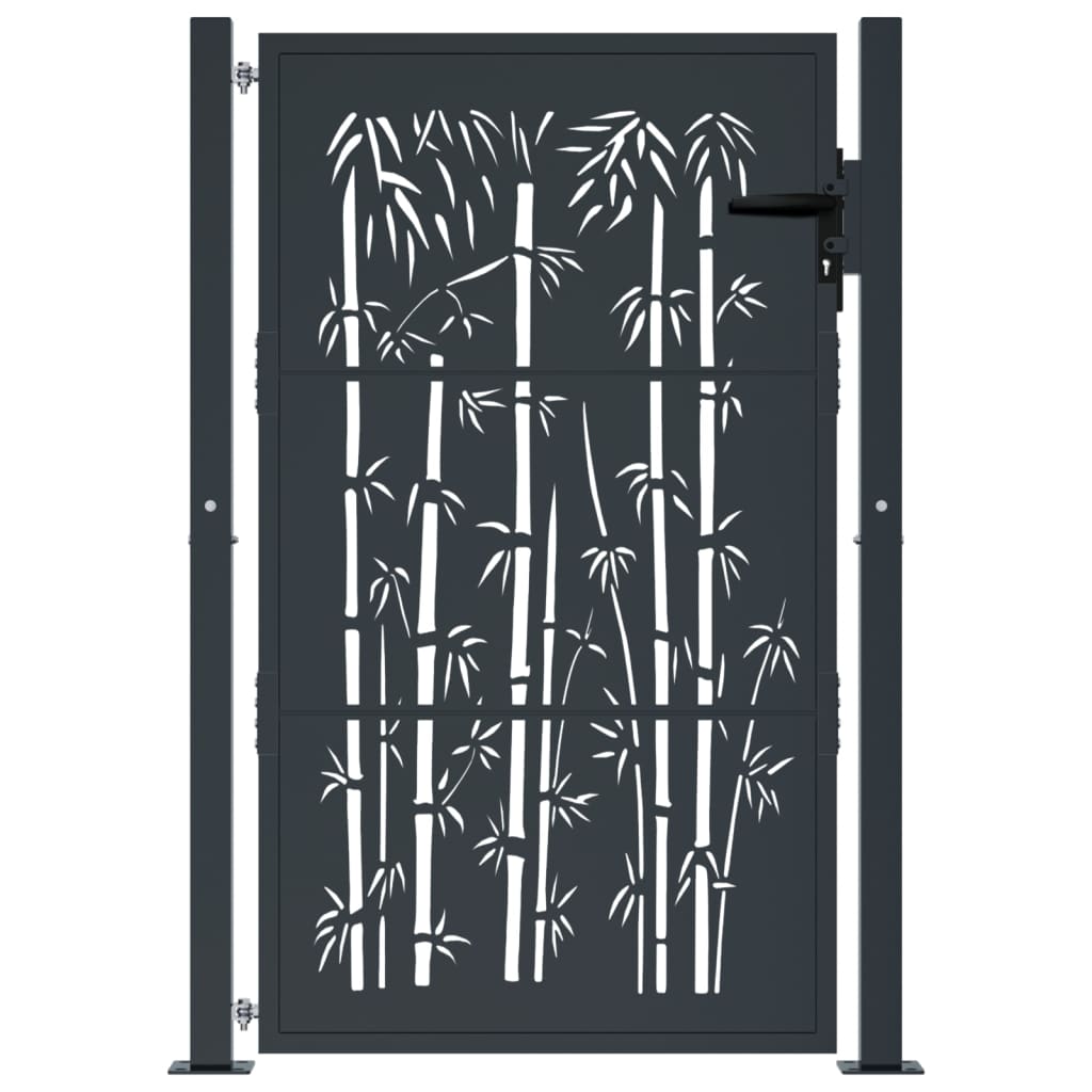 Garden Gate Anthracite 100x150 cm Steel Bamboo Design