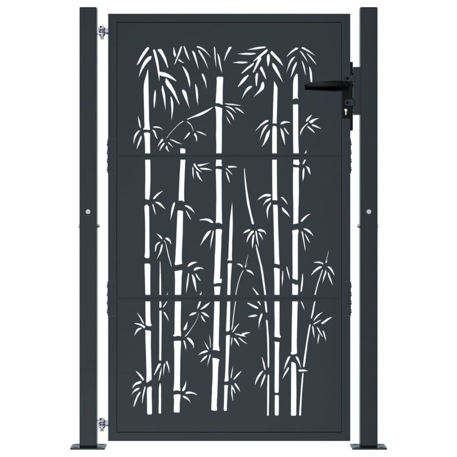 Garden Gate Anthracite 100x150 cm Steel Bamboo Design