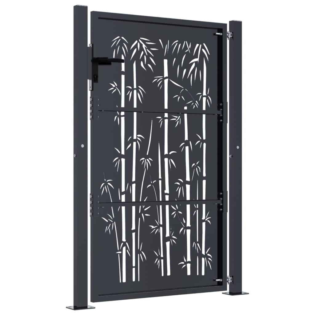 Garden Gate Anthracite 100x150 cm Steel Bamboo Design