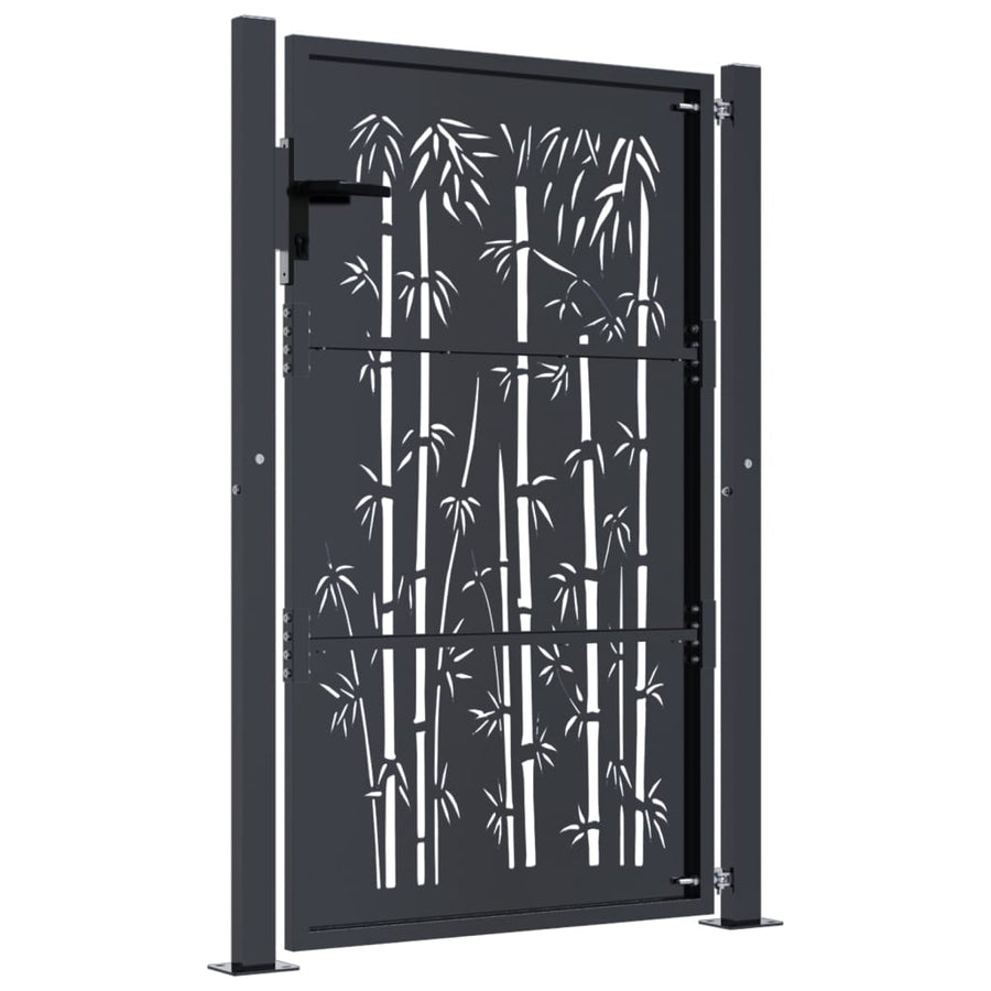 Garden Gate Anthracite 100x150 cm Steel Bamboo Design