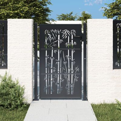 Garden Gate Anthracite 100x150 cm Steel Bamboo Design