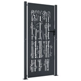Garden Gate Anthracite 105x180 cm Steel Bamboo Design - Front View