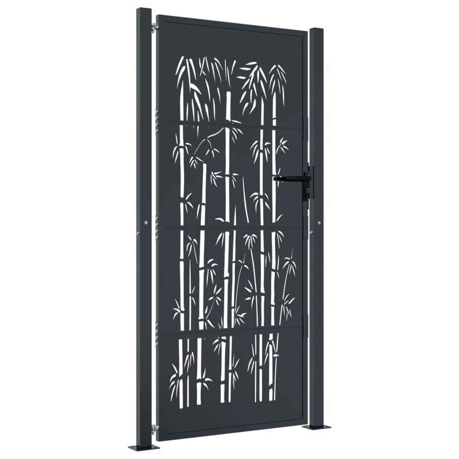 Garden Gate Anthracite 100x175 cm Steel Bamboo Design