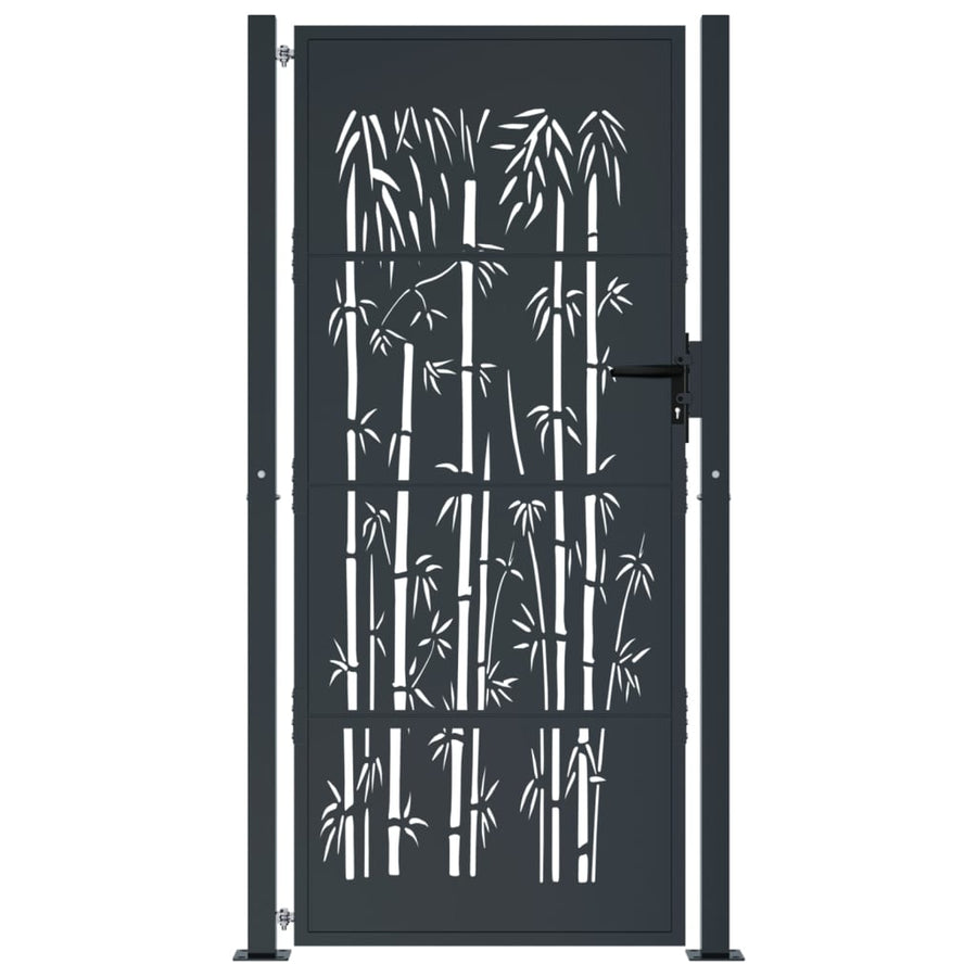 Garden Gate Anthracite 100x175 cm Steel Bamboo Design