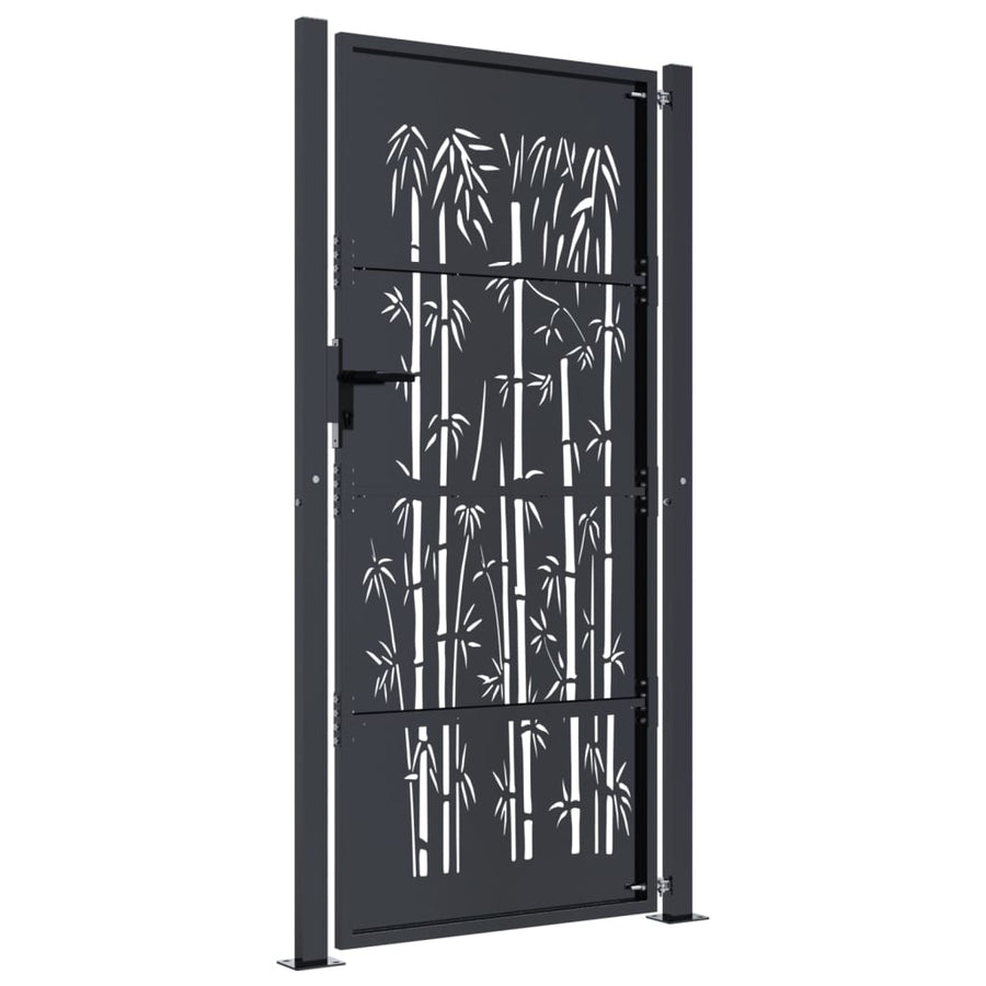 Garden Gate Anthracite 100x175 cm Steel Bamboo Design