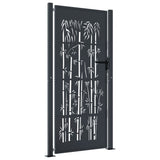 Garden Gate Anthracite 100x200 cm Steel Bamboo Design