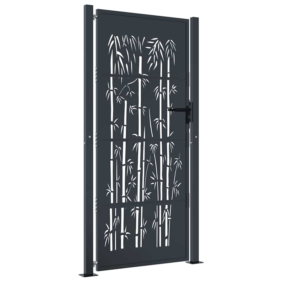 Garden Gate Anthracite 100x200 cm Steel Bamboo Design