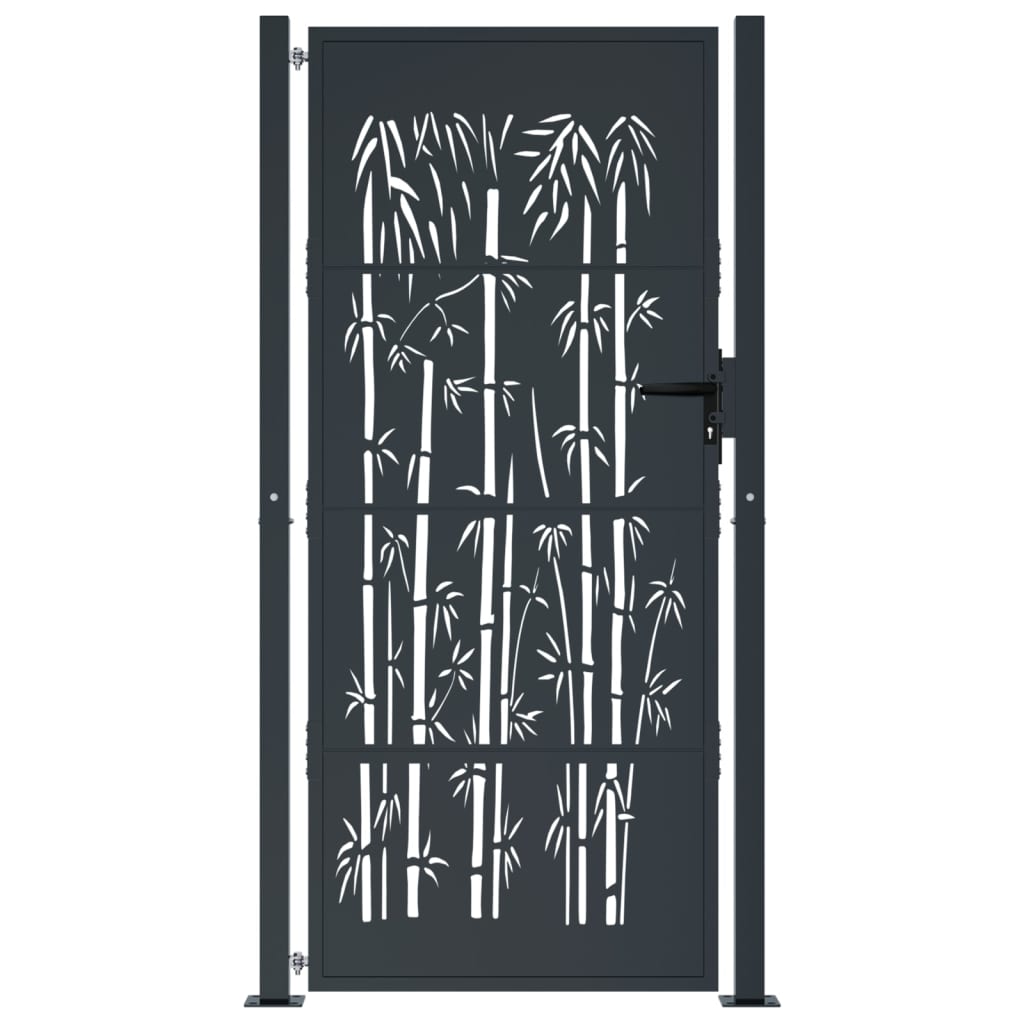 Garden Gate Anthracite 100x200 cm Steel Bamboo Design