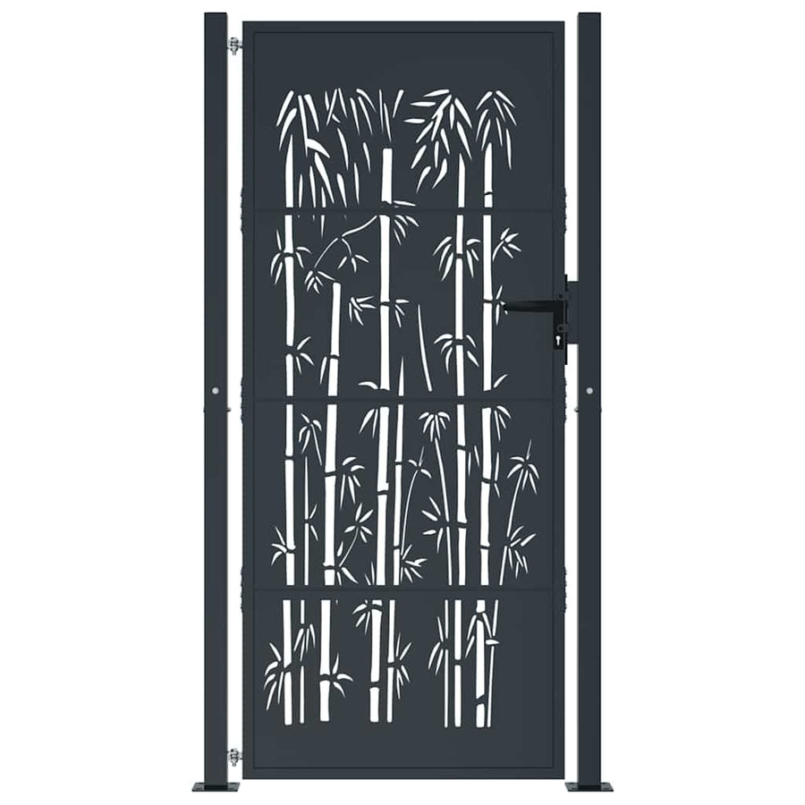 Garden Gate Anthracite 100x200 cm Steel Bamboo Design