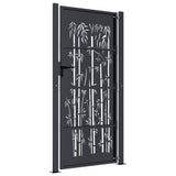 Garden Gate Anthracite 100x200 cm Steel Bamboo Design