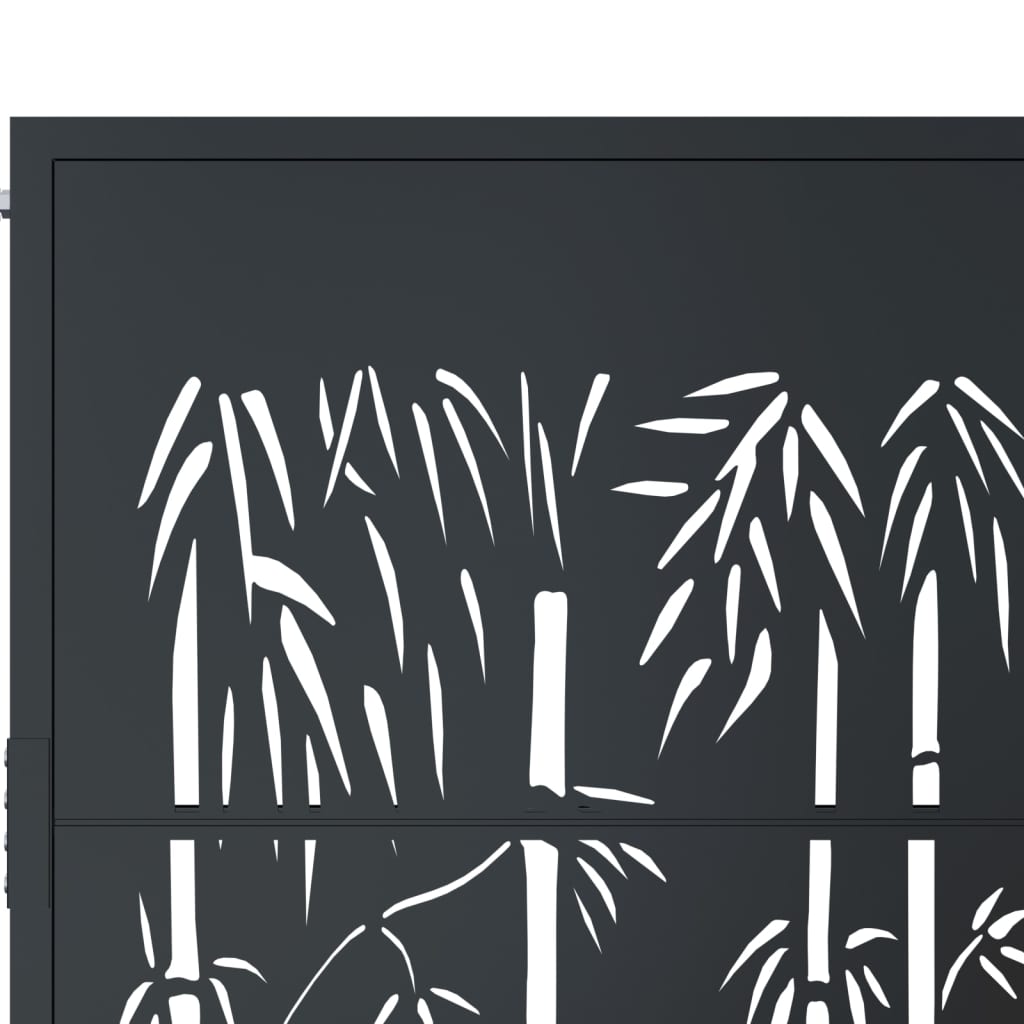 Garden Gate Anthracite 100x200 cm Steel Bamboo Design