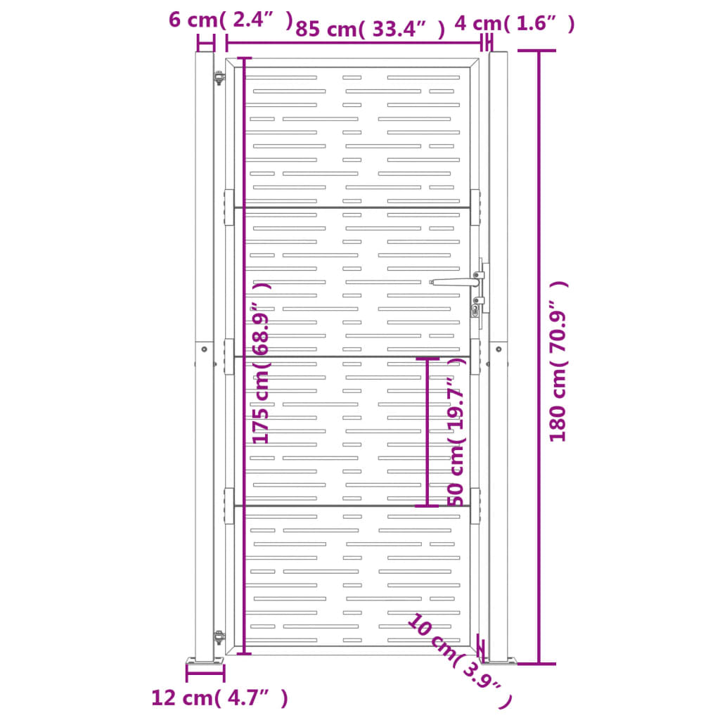 Garden Gate Anthracite 100x175 cm Steel Square Design
