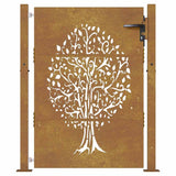 Garden Gate 100x150 cm Corten Steel Tree Design - Top-Down View