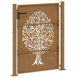 Garden Gate 100x150 cm Corten Steel Tree Design - Rear View