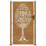 Garden Gate 100x175 cm Corten Steel Tree Design - Top-Down View