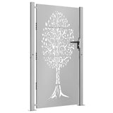 Garden Gate 100x175 cm Corten Steel Tree Design - 45-Degree Angle