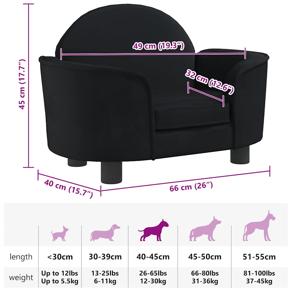 Dog Bed Black 66x40x45 cm Velvet