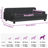 Dog Bed Black 90x53x30 cm Velvet - Close-Up Angle
