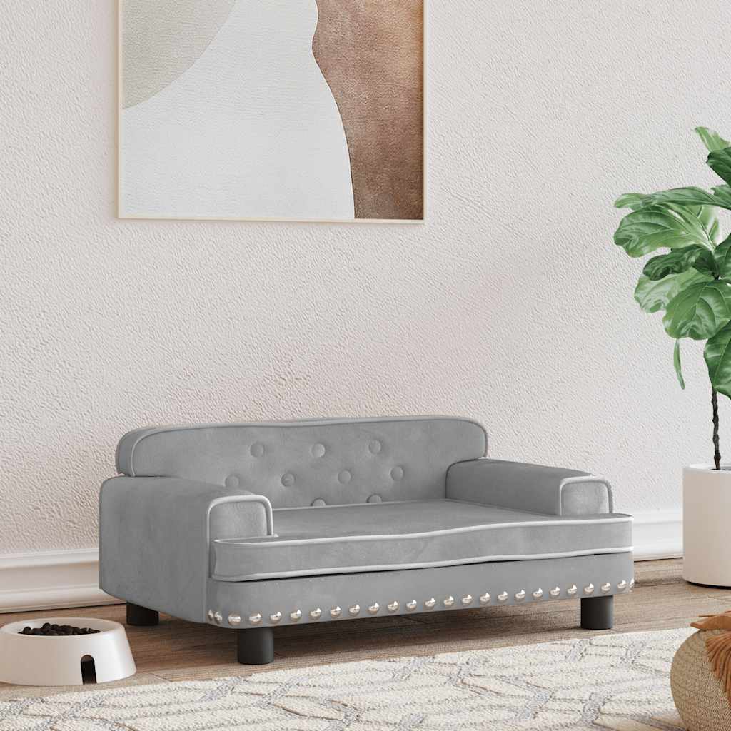 Dog Bed Light Grey 70x45x30 cm Velvet