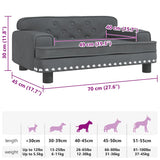 Dog Bed Dark Grey 70x45x30 cm Velvet - Close-Up Angle