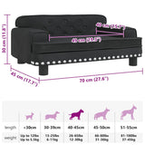 Dog Bed Black 70x45x30 cm Velvet - Close-Up Angle
