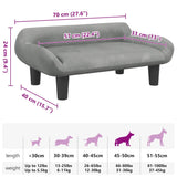 Dog Bed Light Grey 70x40x24 cm Velvet - Close-Up Angle