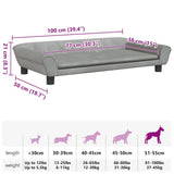 Dog Bed Light Grey 100x50x21 cm Velvet - Rear View