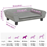 Dog Bed Light Grey 70x48x22 cm Velvet - Close-Up Angle