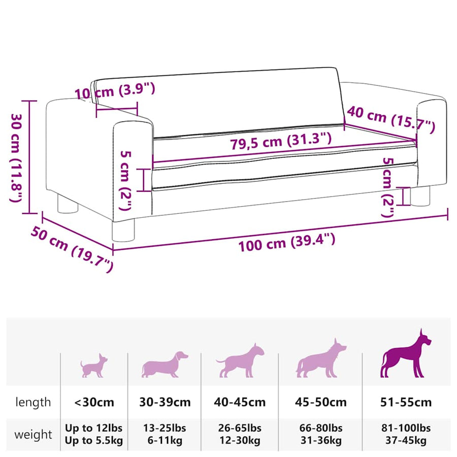 Dog Bed with Extension Light Grey 100x50x30 cm Velvet